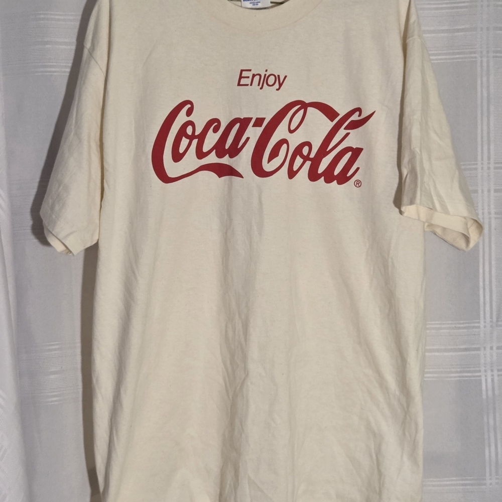 Hanes Cream Tee with Red Coca Cola Logo